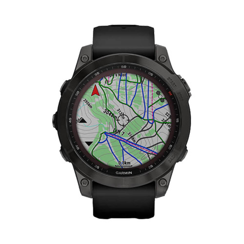 Часы Garmin Fenix 7 Sapphire Solar титановый серый DLC с черным ремешком