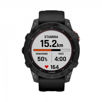 Часы Garmin Fenix 7 Solar серый с черным ремешком