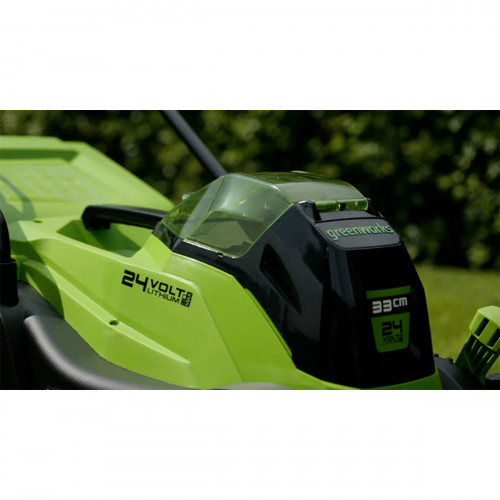 Аккумуляторная газонокосилка Greenworks GD24LM33 бесщеточная 24V с АКБ 2 Ач + ЗУ 4А быстрое